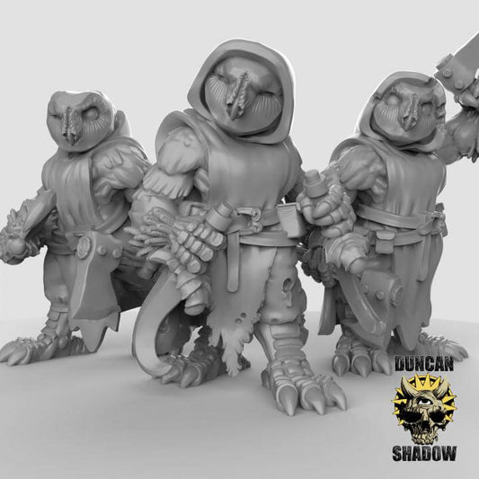 Owl Folk with Hand Weapons | Duncan Shadow | PathFinder | Mini | Tabletop Wargaming | Dungeons and Dragons | Resin | Fantasy | RPG