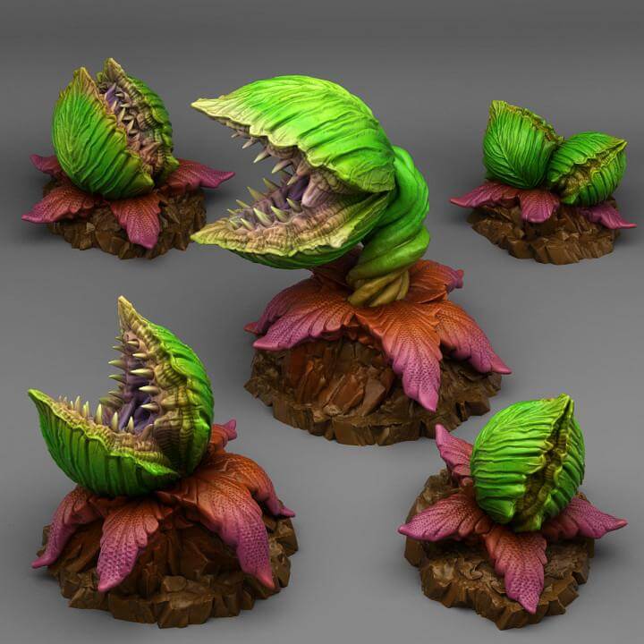 Carnivorous Alien Plants | Fantastic Plants and Rocks | PathFinder | Mini | Tabletop Wargaming | Dungeons and Dragons | Resin | Fantasy RPG