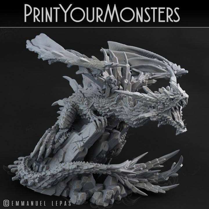 Crystal Dragon - Fantasy | Print your Monster | PathFinder | Mini | Tabletop Wargaming | Dungeons and Dragons | Resin | Fantasy | RPG |