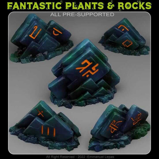 Magic Square Rocks | Fantastic Plants and Rocks | PathFinder | Mini | Tabletop Wargaming | Dungeons and Dragons | Resin | Fantasy | RPG