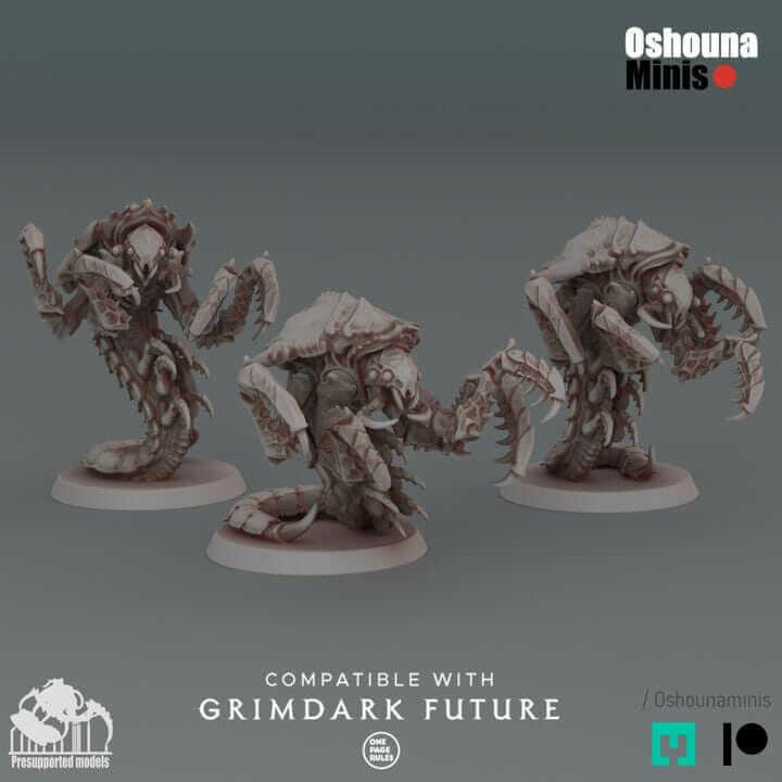 Ravenous Shrimps x3 - Deep Hive - Oshounaminis - Tabletop wargaming miniature for Grimdark | OPR | Sci-fi | Alien | Bug | Resin 3D Printed