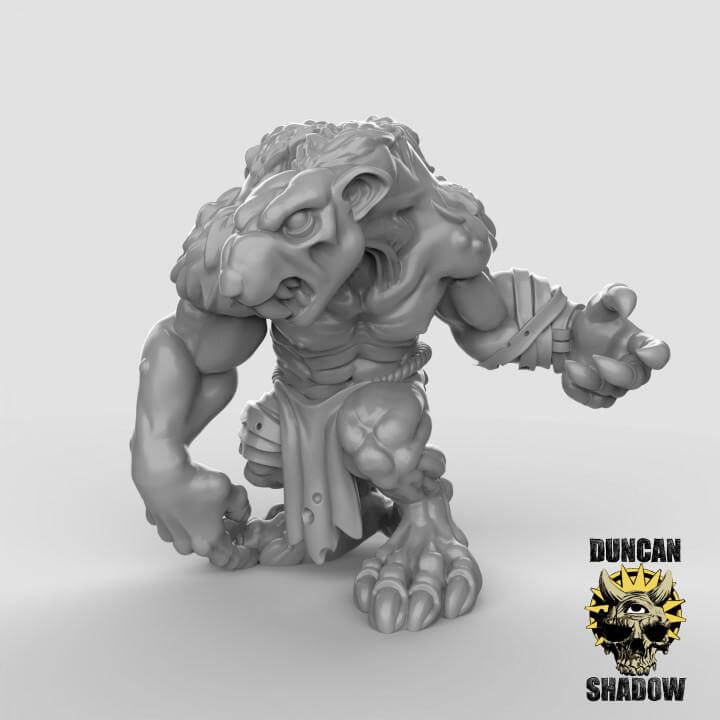 Rat Ogre miniature by Duncan Shadow for tabletop wargaming and Dungeons and Dragons, detailed resin figure.