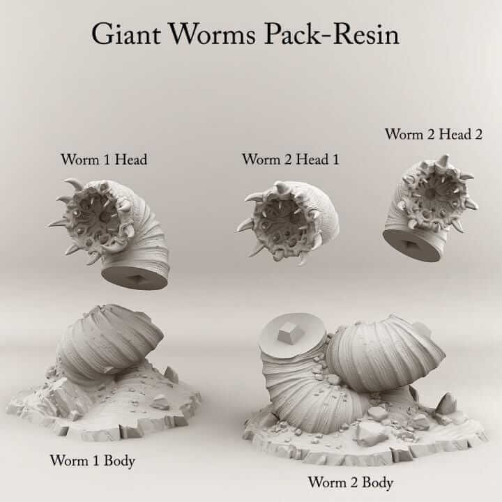 Giant Worms Pack | Fantasy | Print your Monster | PathFinder | Mini | Tabletop Wargaming | Dungeons and Dragons | Resin | Fantasy | RPG |