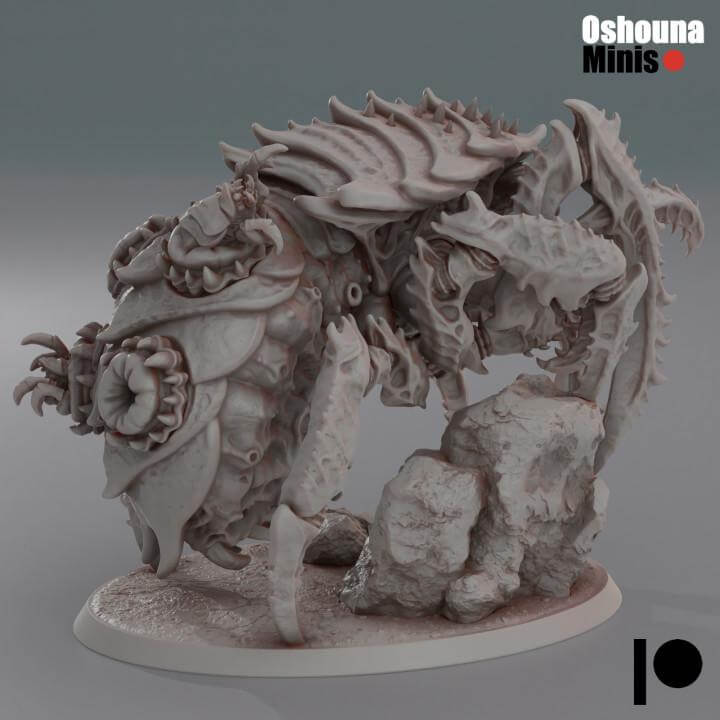 Unpainted resin Kraken miniature for tabletop wargaming, ideal for Alien Hive armies and One Page Rules.