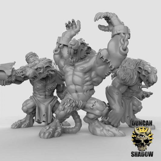 Rat Ogres miniatures by Duncan Shadow for tabletop RPGs and Dungeons and Dragons, featuring detailed resin design.