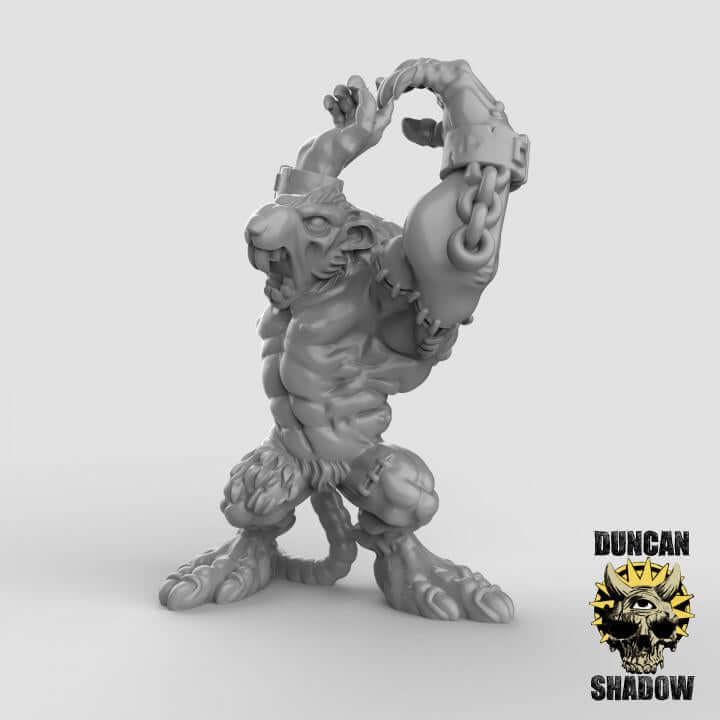 Rat Ogre miniature in gray resin, perfect for tabletop wargaming and RPGs like Dungeons and Dragons.