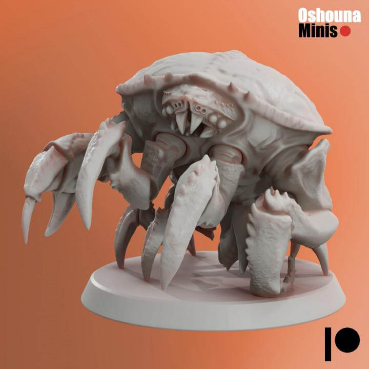 Unpainted resin Crab Guard miniature for tabletop wargaming, compatible with GrimDark and OPR games.