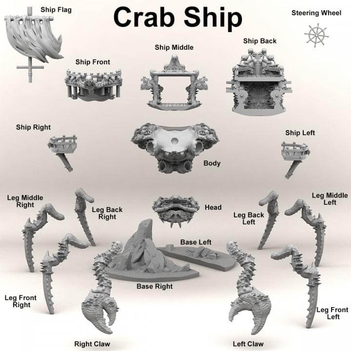 Crab Ship  - Print your Monster - Suitable for fantasy | RPG | Dungeons and Dragons and other tabletop wargames