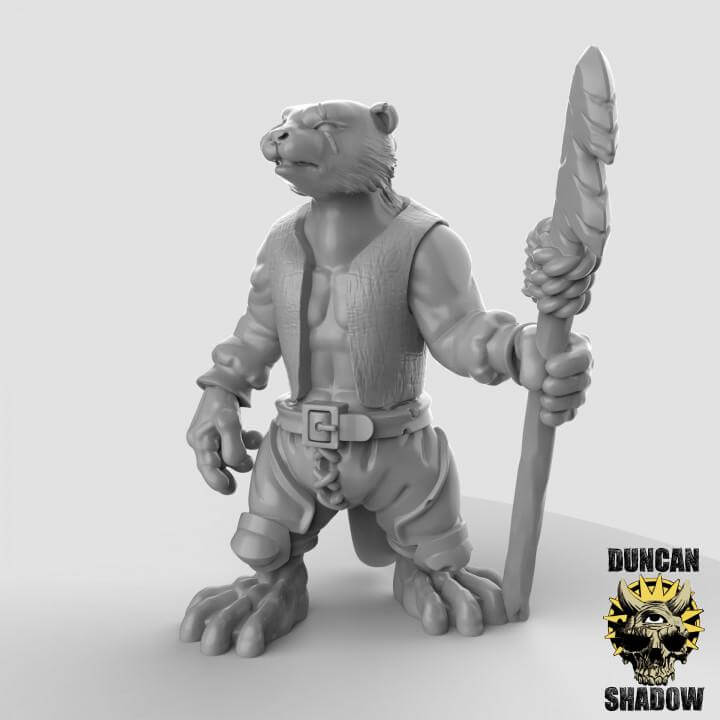 Otter Folk with Harpoons | Duncan Shadow | PathFinder | Mini | Tabletop Wargaming | Dungeons and Dragons | Resin | Fantasy | RPG