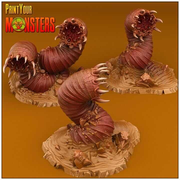 Giant Worms Pack | Fantasy | Print your Monster | PathFinder | Mini | Tabletop Wargaming | Dungeons and Dragons | Resin | Fantasy | RPG |