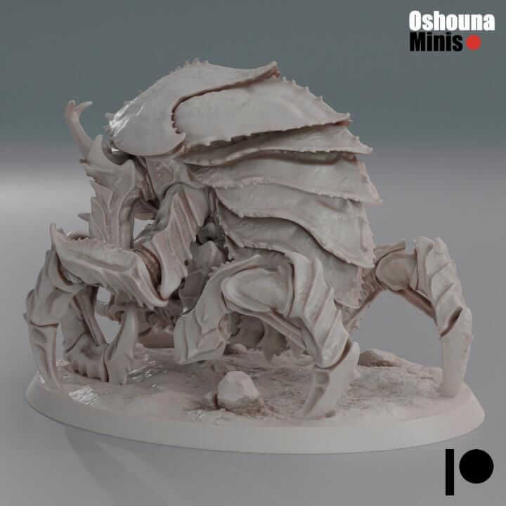 Cannon Crab 1.0 resin miniature by Oshouna Minis for tabletop wargaming, unpainted, unassembled, Alien Hive compatible.