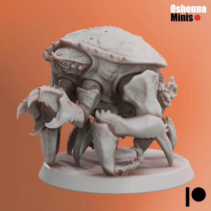 Unpainted resin Crab Guard miniature for tabletop wargaming, compatible with GrimDark and OPR games.