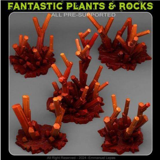 Fire Crystal Rocks | Tabletop Wargaming | Fantastic Plants and Rocks | PathFinder | Mini | Dungeons and Dragons | Resin | Fantasy | RPG