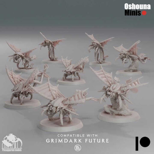 Flying SpikeSpitters x8 - Deep Hive - Tabletop wargaming miniature for Grimdark | OPR | Sci-fi | Alien | Bug | Resin 3D Printed Mini | Swarm