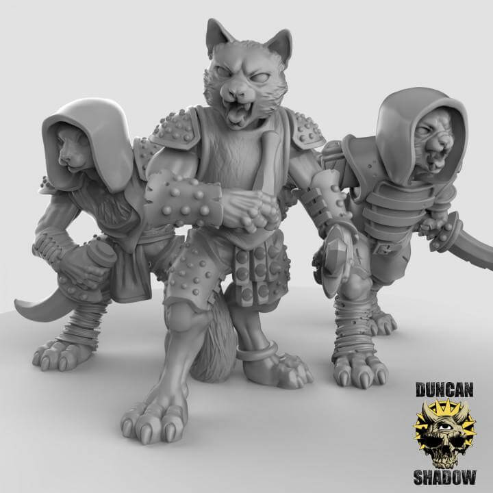 Cat Folk Bandits | Duncan Shadow | PathFinder | Mini | Tabletop Wargaming | Dungeons and Dragons | Resin | Fantasy | RPG