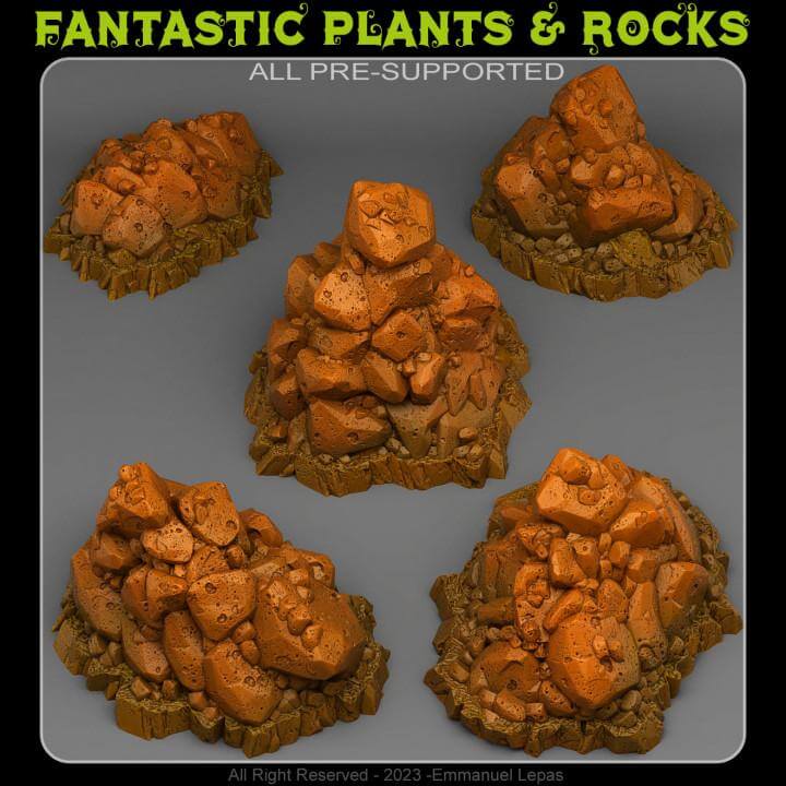 Natural Pile of Rocks | Fantastic Plants and Rocks | PathFinder | Mini | Tabletop Wargaming | Dungeons and Dragons | Resin | Fantasy | RPG