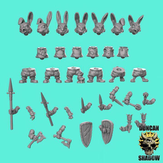 Rabbit Folk Multipart Kit | Duncan Shadow | PathFinder | Mini | Tabletop Wargaming | Dungeons and Dragons | Resin | Fantasy | RPG