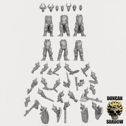 Chaos Warriors Kit by Duncan Shadow featuring miniature resin parts for tabletop wargaming, Dungeons and Dragons RPG.