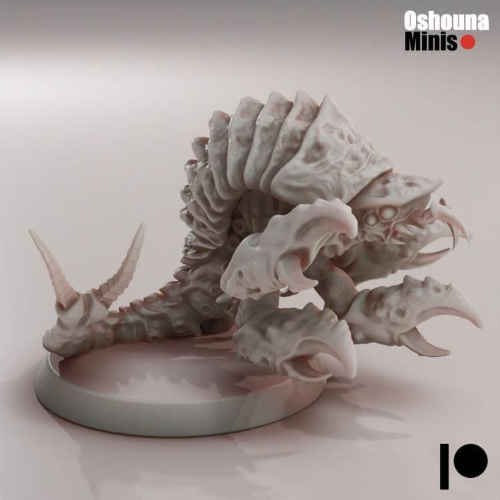 Unassembled Alien Shrimp miniature from Oshounaminis, perfect for tabletop wargaming and compatible with GrimDark and OPR.