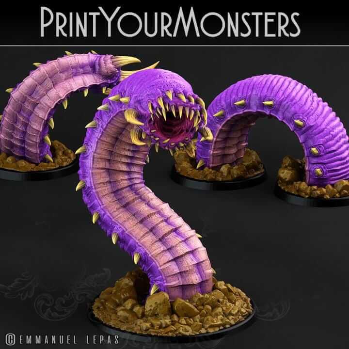 Purple Worm x3 | Fantasy | Print your Monster