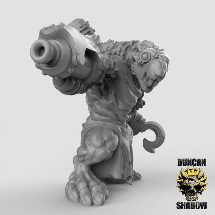 Rat Ogre miniature by Duncan Shadow for tabletop RPGs, featuring a detailed model with a weapon.