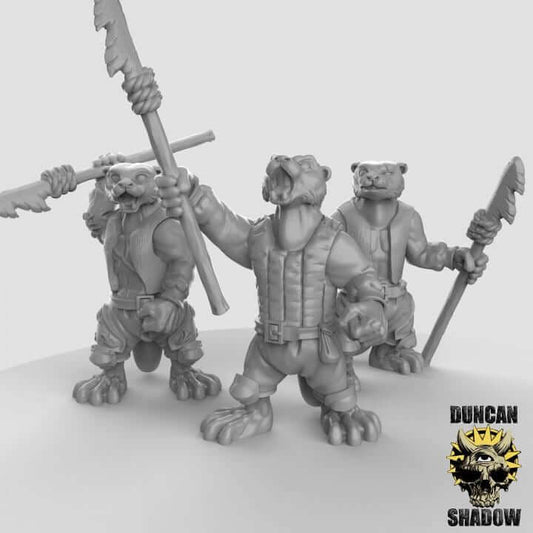 Otter Folk with Harpoons | Duncan Shadow | PathFinder | Mini | Tabletop Wargaming | Dungeons and Dragons | Resin | Fantasy | RPG