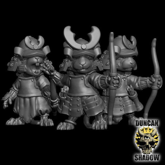 Mousle Samurai with Bows | Duncan Shadow | PathFinder | Mini | Tabletop Wargaming | Dungeons and Dragons | Resin | Fantasy | RPG