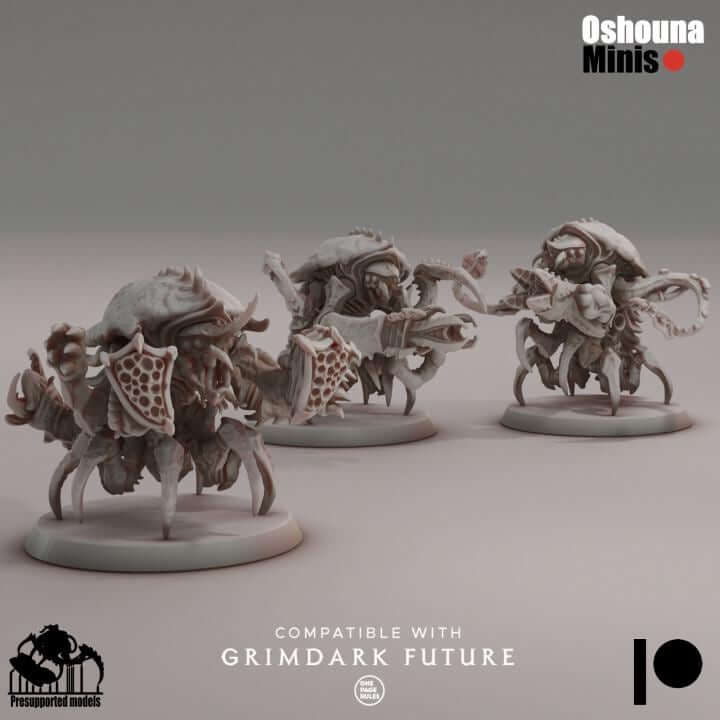 Lobster Warriors x3 resin miniatures for tabletop wargaming, compatible with GrimDark Future and more.