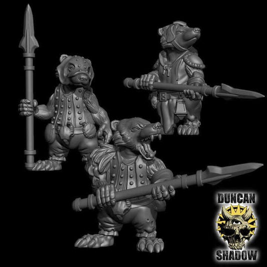 Badger Folk Rangers with Spears | Duncan Shadow | PathFinder | Mini | Tabletop Wargaming | Dungeons and Dragons | Resin | Fantasy | RPG