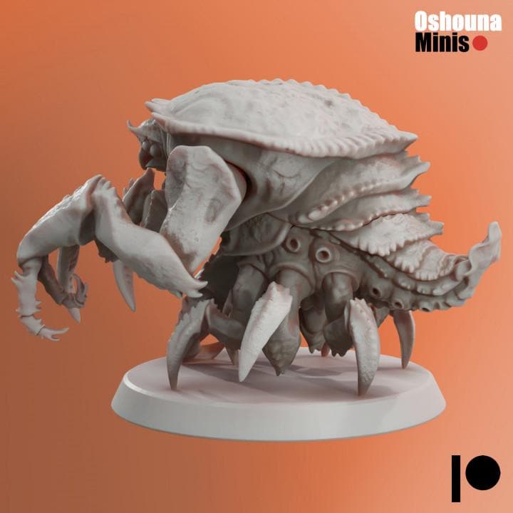 Unpainted Crab Guard miniature from Highlandgamingminis, designed for tabletop wargaming compatibility.