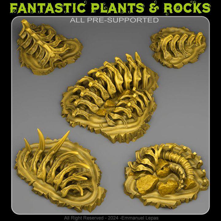 Fossilised Monster Rocks | For Tabletop Wargaming | Fantastic Plants and Rocks | PathFinder | Mini | Dungeons & Dragons | Fantasy | RPG