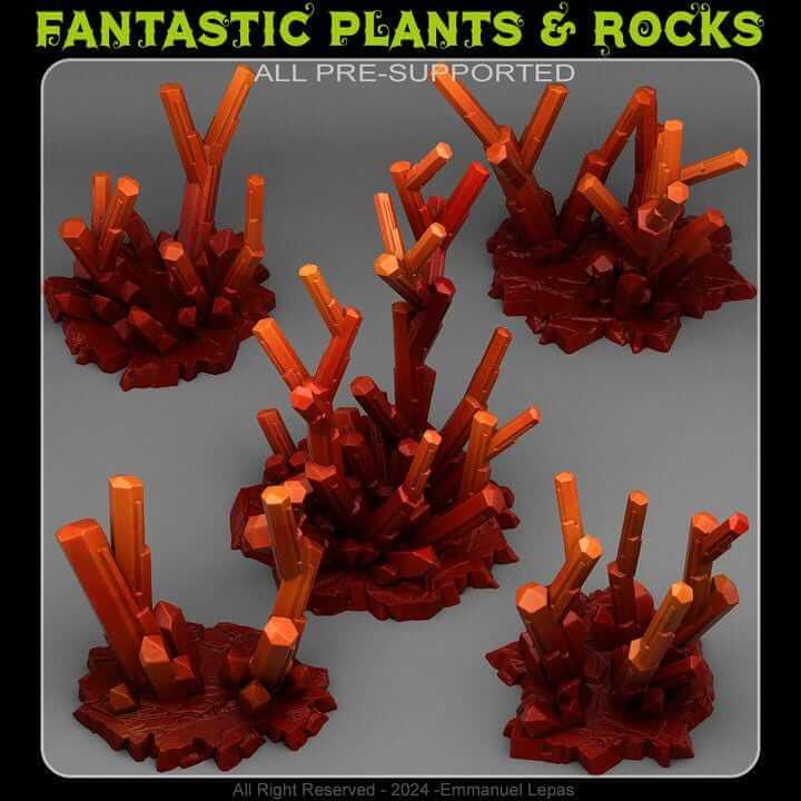 Fire Crystal Rocks | Tabletop Wargaming | Fantastic Plants and Rocks | PathFinder | Mini | Dungeons and Dragons | Resin | Fantasy | RPG