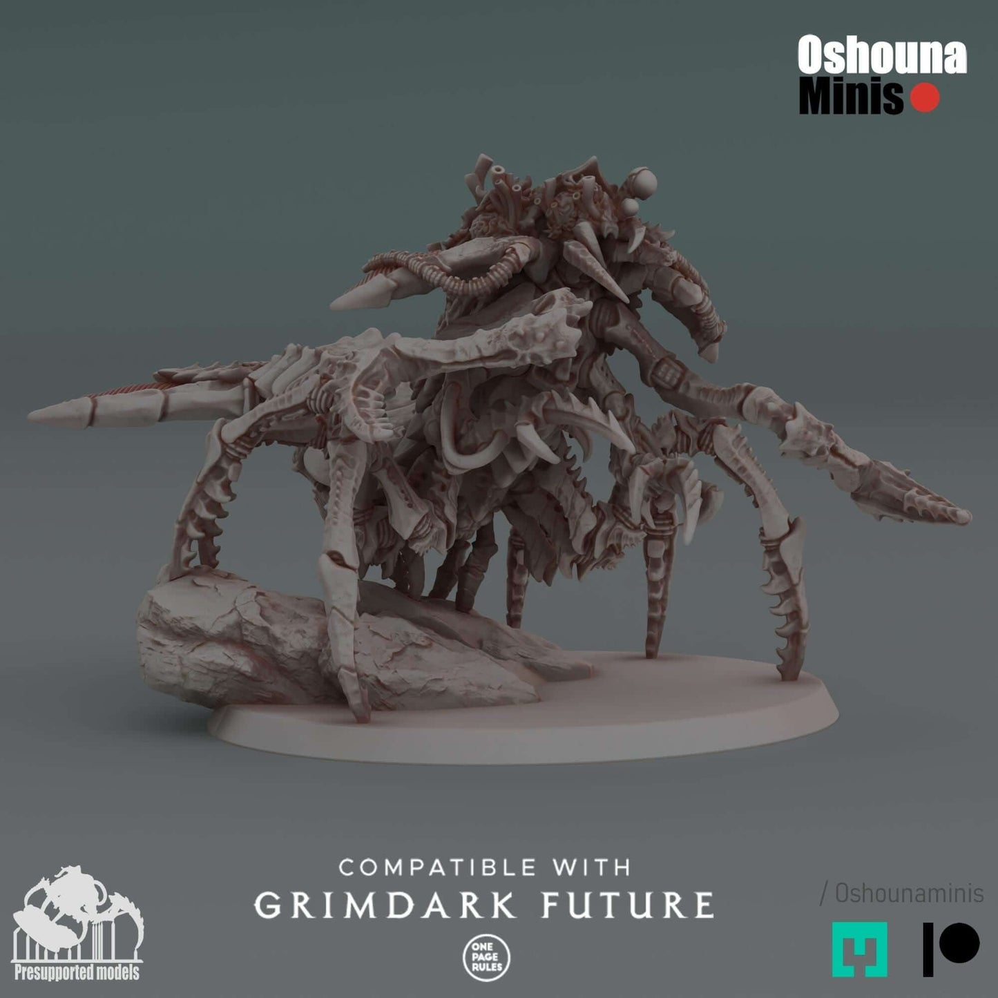 Great Ancient Leviathan unpainted miniature for GrimDark tabletop gaming by Oshouna Minis, base size 100mm.