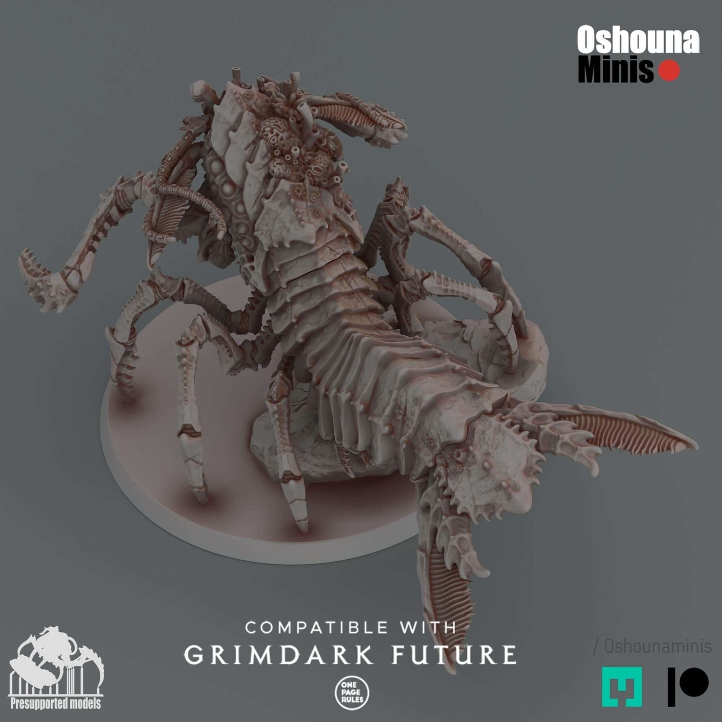 Great Ancient Leviathan miniature model by Oshouna Minis, compatible with GrimDark Future, unpainted resin for tabletop wargaming.